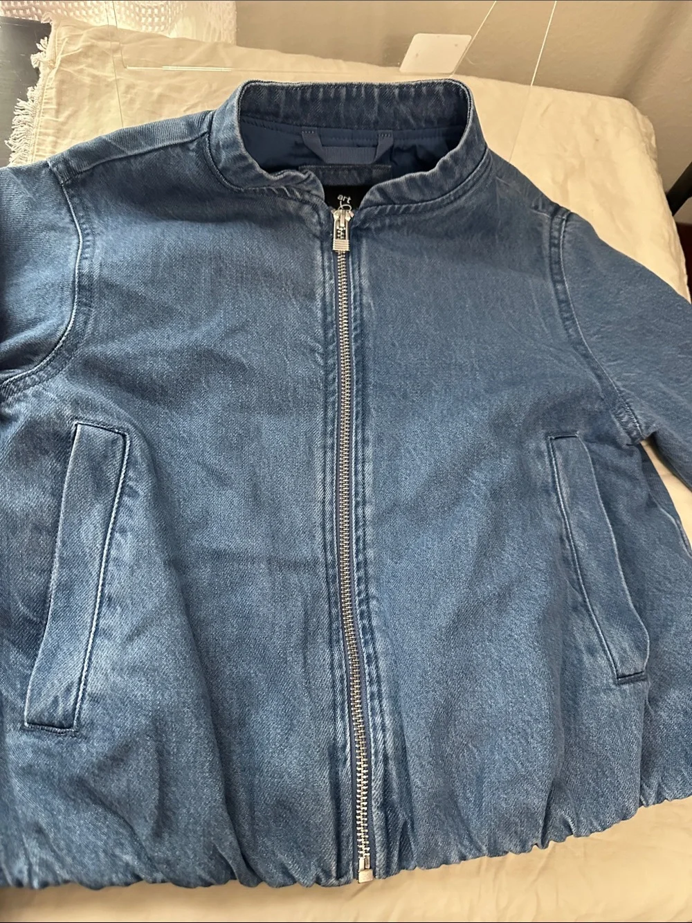 art class Blue Denim- Zip up Bomber Jacket with pockets for Kids Sz S 6/7 NWT